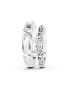 Nhẫn cưới A210 màu vàng trắng White Gold kiểu dáng cá tính, hiện đại