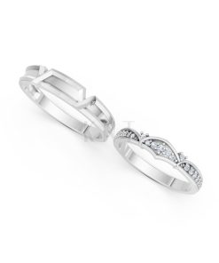 Nhẫn cưới A210 màu vàng trắng White Gold vàng sáng bóng, thiết kế trẻ trung