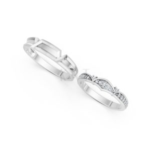 Nhẫn cưới A210 màu vàng trắng White Gold vàng sáng bóng, thiết kế trẻ trung