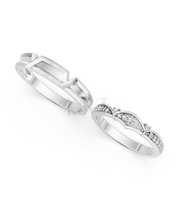 Nhẫn cưới A210 màu vàng trắng White Gold vàng sáng bóng, thiết kế trẻ trung