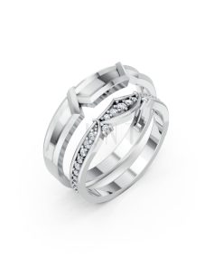 Nhẫn cưới A210 màu vàng trắng White Gold kiểu dáng hiện đại, nổi bật