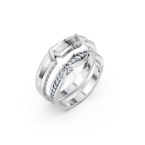 Nhẫn cưới A210 màu vàng trắng White Gold kiểu dáng hiện đại, nổi bật