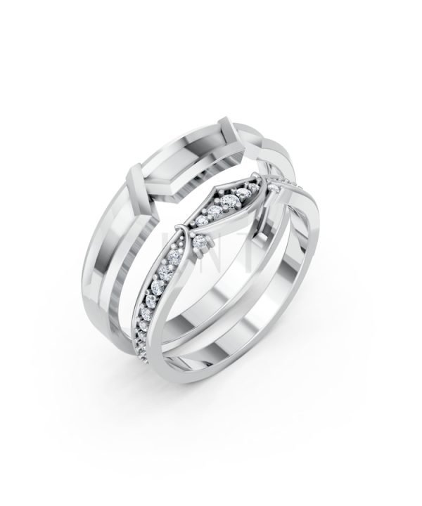 Nhẫn cưới A210 màu vàng trắng White Gold kiểu dáng hiện đại, nổi bật