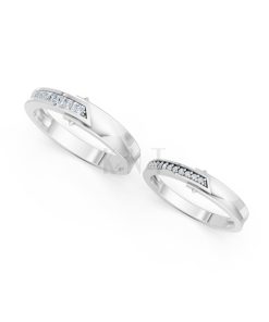 Nhẫn cưới A212 màu vàng trắng White Gold vàng sáng, đường nét sắc sảo, tinh tế