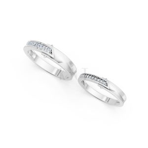 Nhẫn cưới A212 màu vàng trắng White Gold vàng sáng, đường nét sắc sảo, tinh tế