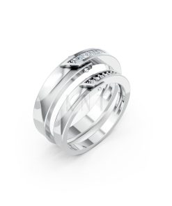 Nhẫn cưới A212 màu vàng trắng White Gold kiểu dáng hiện đại, nổi bật