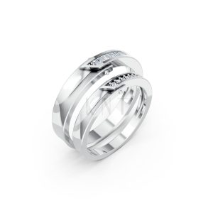 Nhẫn cưới A212 màu vàng trắng White Gold kiểu dáng hiện đại, nổi bật