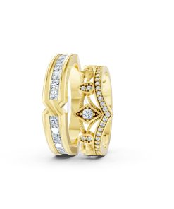 Nhẫn cưới A213 màu Vàng Gold thiết kế phá cách, sang trọng