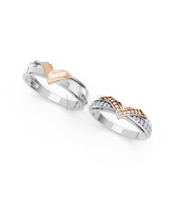 NHẪN CƯỚI A214 phối màu Dual Color vàng đẹp, kiểu dáng trẻ trung, độc đáo