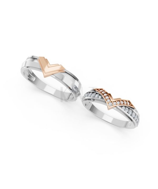 NHẪN CƯỚI A214 phối màu Dual Color vàng đẹp, kiểu dáng trẻ trung, độc đáo