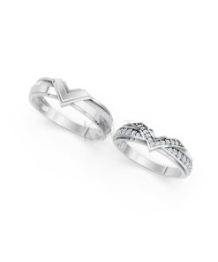 NHẪN CƯỚI A214 vàng trắng White Gold vàng sáng, đường nét sắc sảo, tinh tế