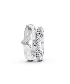 NHẪN CƯỚI A214 vàng trắng White Gold thiết kế trẻ trung, hiện đại