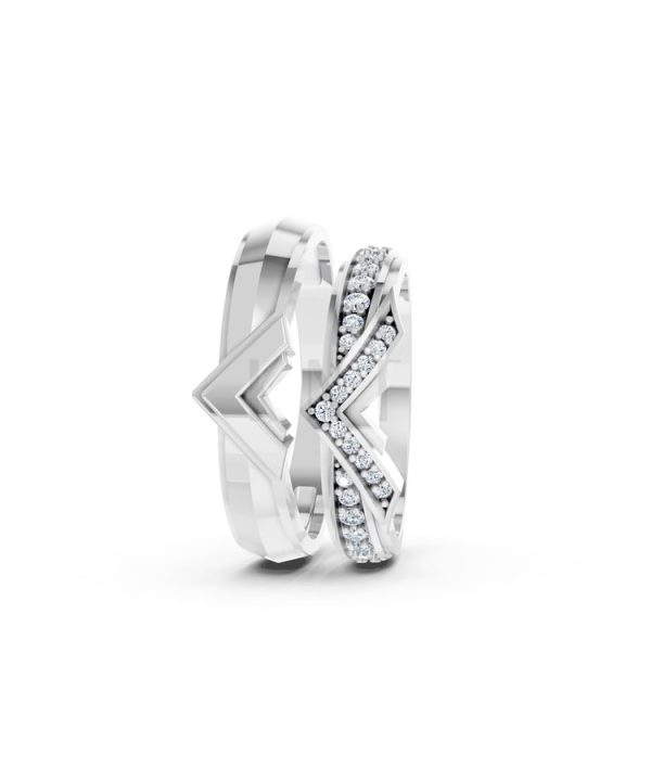 NHẪN CƯỚI A214 vàng trắng White Gold thiết kế trẻ trung, hiện đại