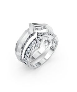 NHẪN CƯỚI A214 vàng trắng White Gold kiểu dáng hiện đại, nổi bật