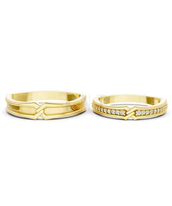 Nhẫn cưới A215 màu Vàng Gold thiết kế tinh xảo, độc đáo