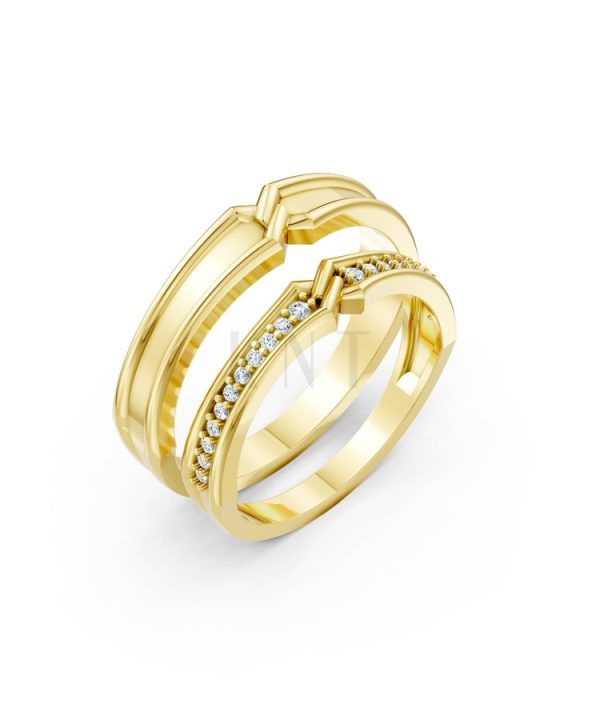 Nhẫn cưới A215 màu Vàng Gold thiết kế tinh tế, sang trọng