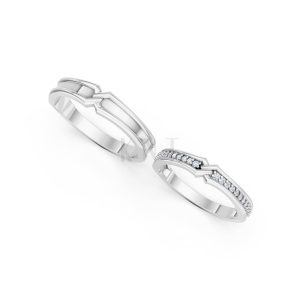 Nhẫn cưới A215 màu vàng trắng White Gold vàng sáng bóng, thiết kế trẻ trung