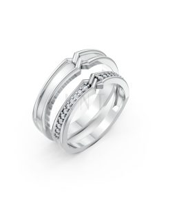 Nhẫn cưới A215 màu vàng trắng White Gold kiểu dáng hiện đại, nổi bật