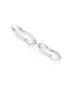 NHẪN CƯỚI A217 vàng trắng White Gold thiết kế trẻ trung, hiện đại