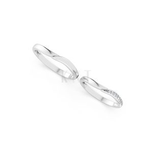 NHẪN CƯỚI A217 vàng trắng White Gold thiết kế trẻ trung, hiện đại