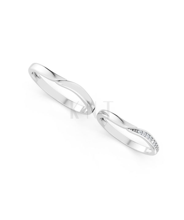 NHẪN CƯỚI A217 vàng trắng White Gold thiết kế trẻ trung, hiện đại