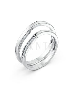 NHẪN CƯỚI A217 vàng trắng White Gold kiểu dáng hiện đại, nổi bật
