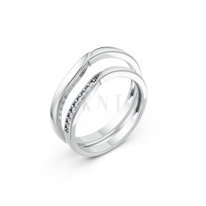 NHẪN CƯỚI A217 vàng trắng White Gold kiểu dáng hiện đại, nổi bật