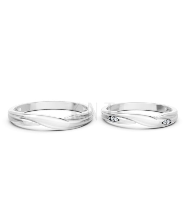 Nhẫn cưới A219 màu vàng trắng White Gold vàng sáng bóng, thiết kế trẻ trung