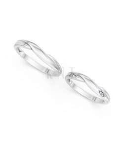 Nhẫn cưới A219 màu vàng trắng White Gold vàng sáng, đường nét sắc sảo, tinh tế