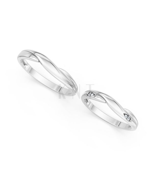 Nhẫn cưới A219 màu vàng trắng White Gold vàng sáng, đường nét sắc sảo, tinh tế