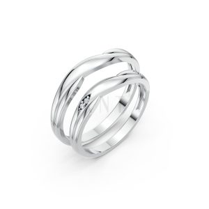 Nhẫn cưới A219 màu vàng trắng White Gold kiểu dáng hiện đại, nổi bật