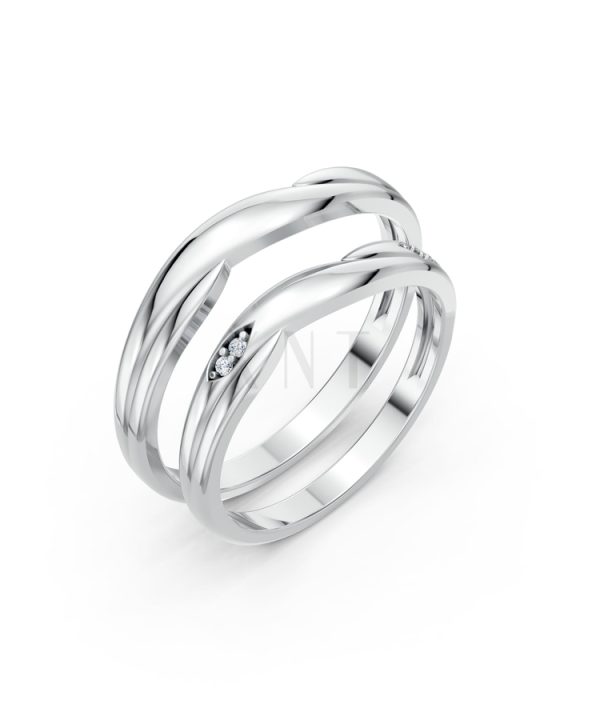 Nhẫn cưới A219 màu vàng trắng White Gold kiểu dáng hiện đại, nổi bật