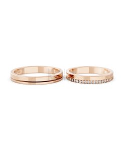 Nhẫn cưới A220 màu vàng hồng Rose Gold thiết kế đối xứng, phong cách, ấn tượng