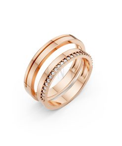 Nhẫn cưới A220 màu vàng hồng Rose Gold họa tiết ấn tượng, cá tính