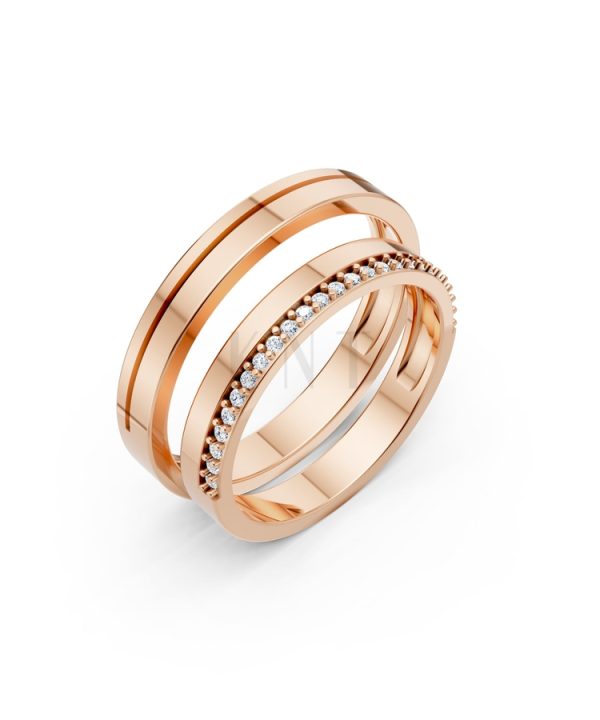 Nhẫn cưới A220 màu vàng hồng Rose Gold họa tiết ấn tượng, cá tính