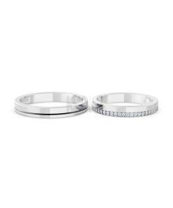 Nhẫn cưới A220 màu vàng trắng White Gold vàng sáng, đường nét sắc sảo, tinh tế