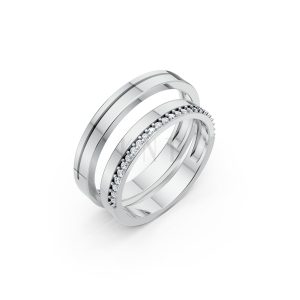 Nhẫn cưới A220 màu vàng trắng White Gold kiểu dáng hiện đại, nổi bật