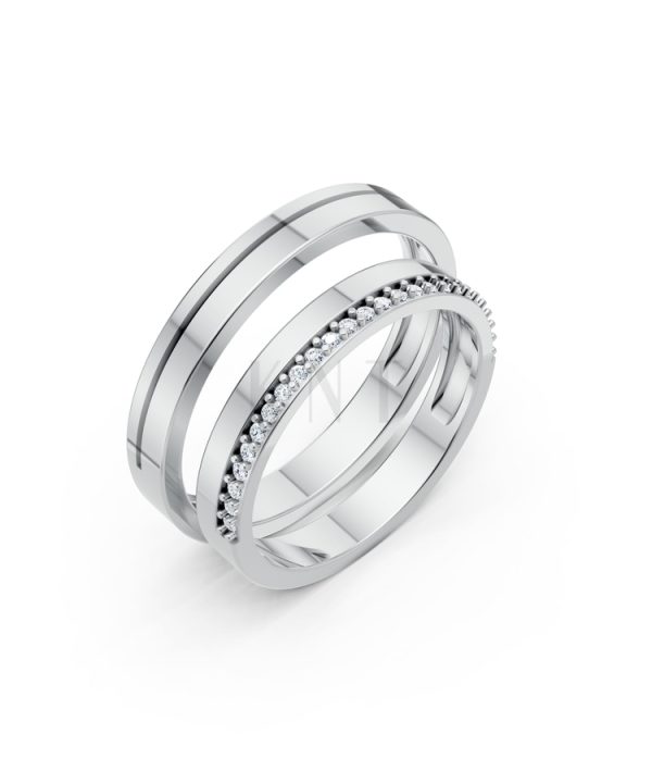 Nhẫn cưới A220 màu vàng trắng White Gold kiểu dáng hiện đại, nổi bật