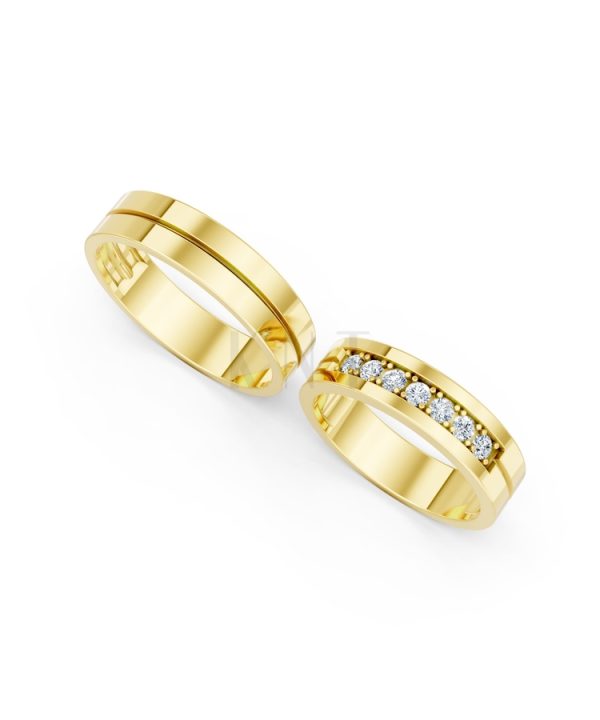 Nhẫn cưới A222 màu Vàng Gold thiết kế phá cách, sang trọng