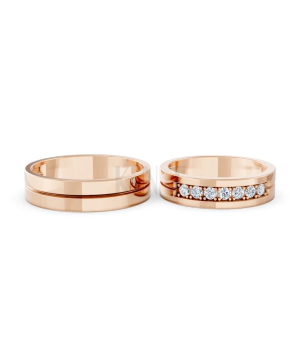 Nhẫn cưới A222 màu vàng hồng Rose Gold thiết kế đối xứng, phong cách, ấn tượng