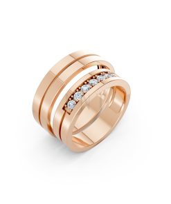 Nhẫn cưới A222 màu vàng hồng Rose Gold họa tiết ấn tượng, cá tính