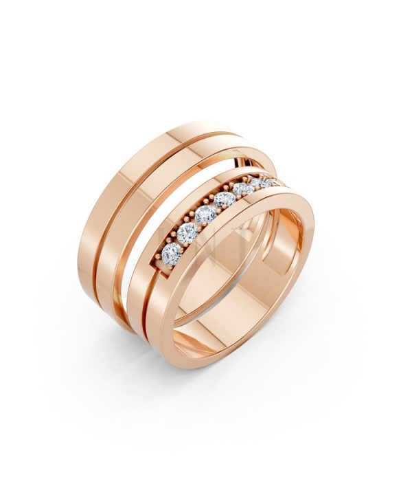Nhẫn cưới A222 màu vàng hồng Rose Gold họa tiết ấn tượng, cá tính