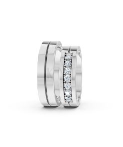 Nhẫn cưới A222 màu vàng trắng White Gold vàng sáng bóng, thiết kế trẻ trung