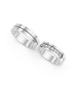 Nhẫn cưới A222 màu vàng trắng White Gold kiểu dáng cá tính, hiện đại