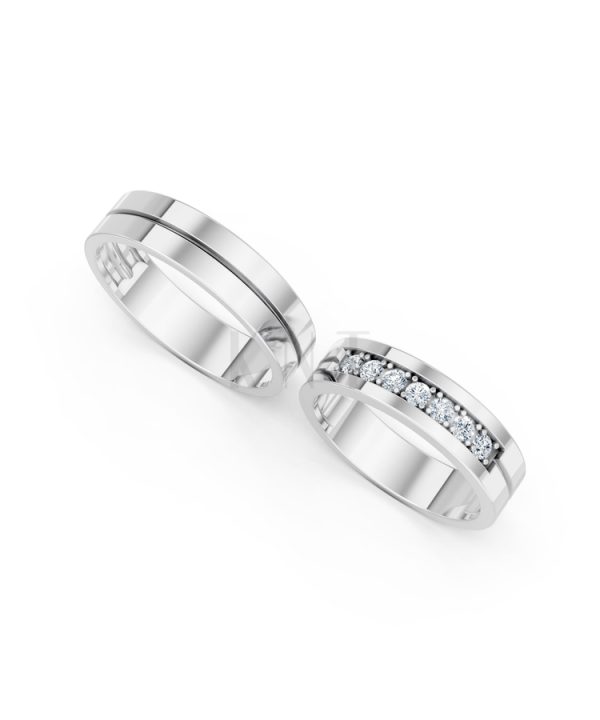 Nhẫn cưới A222 màu vàng trắng White Gold kiểu dáng cá tính, hiện đại