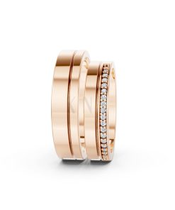 Nhẫn cưới A224 màu vàng hồng Rose Gold thiết kế đối xứng, phong cách, ấn tượng