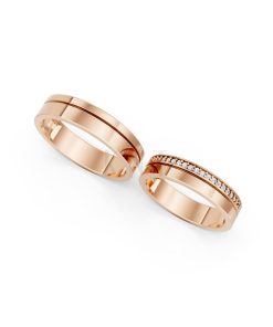 Nhẫn cưới A224 màu vàng hồng Rose Gold phong cách trẻ trung, nổi bật