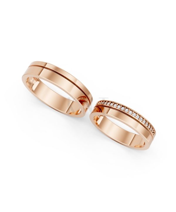 Nhẫn cưới A224 màu vàng hồng Rose Gold phong cách trẻ trung, nổi bật