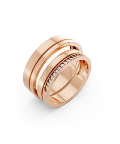 Nhẫn cưới A224 màu vàng hồng Rose Gold họa tiết ấn tượng, cá tính
