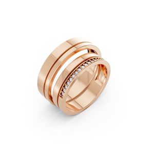 Nhẫn cưới A224 màu vàng hồng Rose Gold họa tiết ấn tượng, cá tính